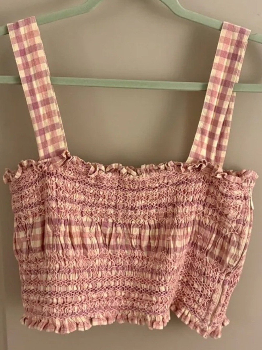👒Sezane Elota Top and Sakura Skirt Set Pink Gingham Smocked Top and skirt - Picture 4 of 16